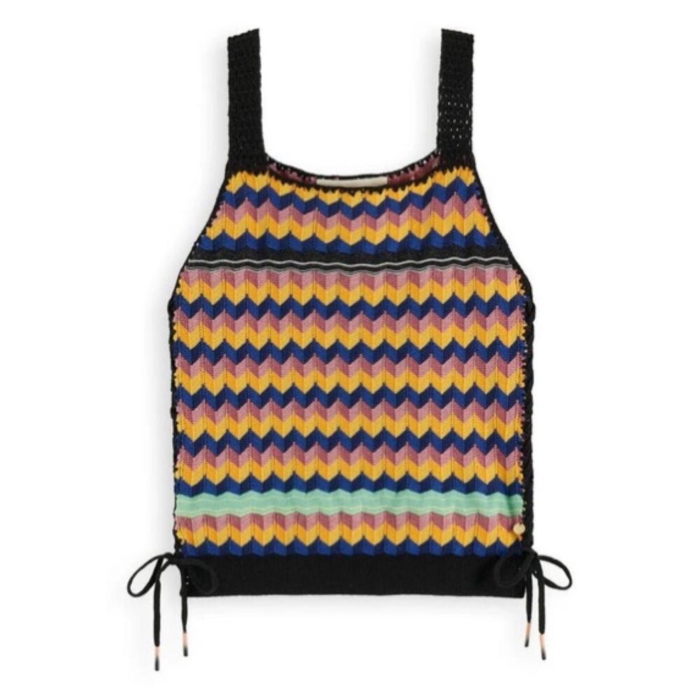 SCOTCH & SODA Crochet Top Womens XL Born To Love Knit Tank Boho Organic Festival